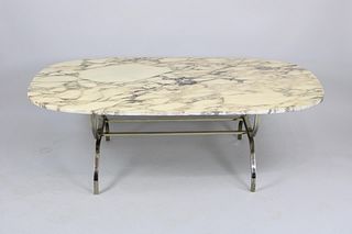 Contemporary Modern Metal Base Marble Coffee Table