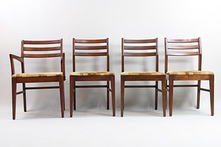 Set of 4 Mid Century Modern Danish Style Dining Chair, Cubist Velvet