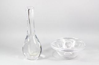 Lot of 2 Goran Warff for Kosta Boda Glass, Bowl & Vase