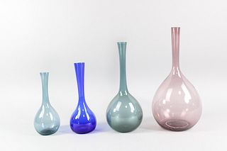 Collection of 4 Arthur Percy Glass Vases, Sweden, Mid Century Modern