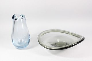 Pair of Danish Modern Art Glass, Signed Per Lutken Holmegaard