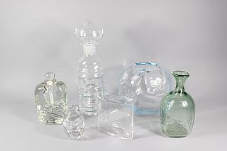 Lot of Mid Century Modern Glassware, Decanter, Vase, Perfume Bottles, Wirkkala