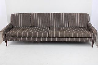 Grey Pinstriped 8-Foot long Mid Century Modern Sofa