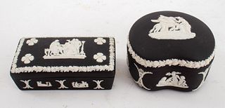 Wedgwood Black Jasperware Decorative Boxes, 2