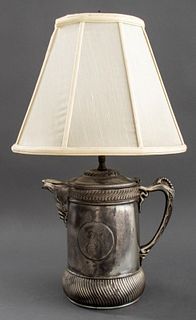Silverplate Pitcher Mounted As A Lamp