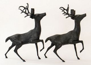 Deer Patinated Metal Sculpture / Candle Holder, 2