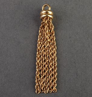Vintage 18K Yellow Gold Chain Fringe Slide Pendant