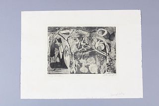 Dated 1958 Early Sensations Etching Print by Dick Swift, Mid Century Modern
