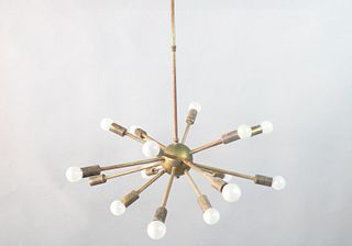 Mid Century Modern Original Brass Sputnik Light Chandelier