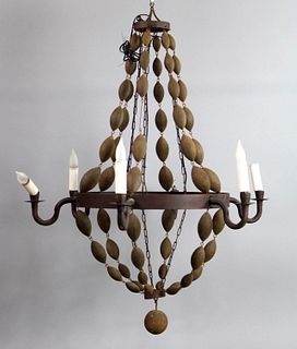 Iron & Wood, Beaded Chandelier Ceiling Light
