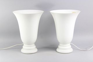 Pair of Mid Century Modern French Cased Glass Lamps, Cvv Vianne