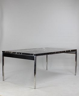 Large 6-foot Marble Top Dining Table, Mid Century Modern