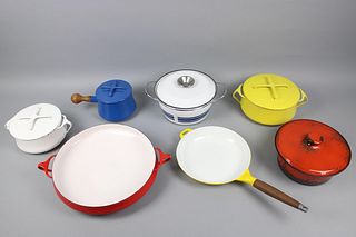 Collection of 7 Pieces Mid Century Modern Enamelware, Dansk