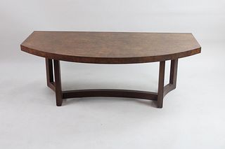 Widdicomb Mid-Century Modern Burl Wood Demilune Coffee Table