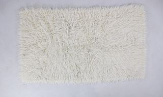 Small White Flokati Heavy Wool Shag Rug