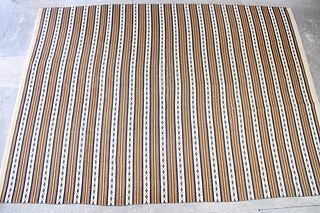Striped Ikat Mid-Century Modern Kilim Rug, 12'x8.5'