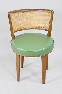 Caned Back Swivel Chair for Dunbar Furniture by Edward Wormley
