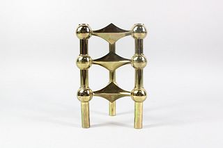 Boxed Set of Brass Caesar Stoffi Candle Holders for Nagel, Mid Century Modern