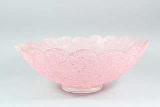 Pink Murano Glass Bowl with Textured Surface
