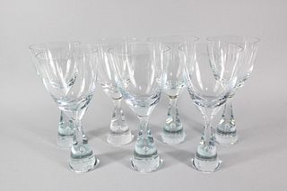 Set of 7 Mid-Century Modern Holmegaard Denmark Princess Teardrop Wine Glasses Bent Severin