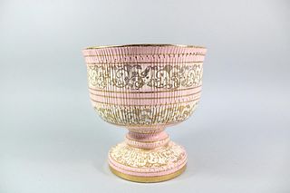 Mid Century Modern Bitossi Pink & Gold Ceramic Bowl, Italy