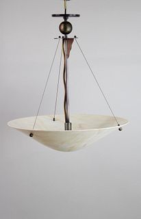 Contemporary Postmodern Slag Glass Hanging Chandelier