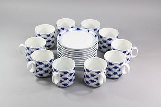 Tapio Wirkkala for Rosenthal Corinth Coffee Tea Cups and Saucers Set for 10