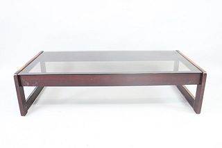 Mid-Century Modern Rosewood & Smoked Glass Coffee Table, Percival Lafer