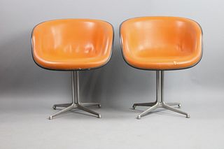 Pair of Herman Miller Orange La Fonda Chairs, Pop Art