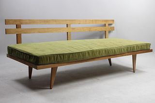 Mid Century Modern Daybed with Green Upholstered Cushion
