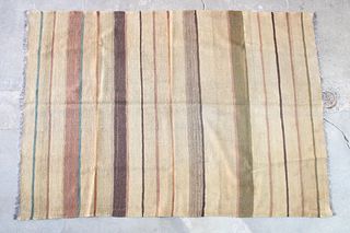 Medium 4x6 Ft Brown & Tan Striped Mid-Century Modern Kilim Rug