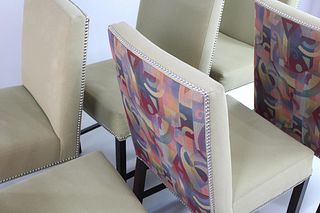 Set of 6 Postmodern Upholstered Dunbar Dining Chairs