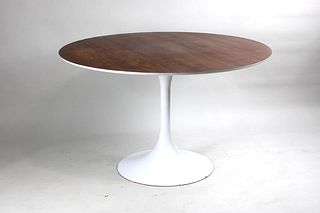 Mid-Century Modern Saarinen Tulip Round Dining Table w/Wood Top