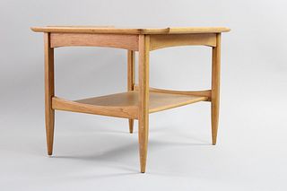 Mid Century Modern Two-Tiered Blonde Side Table