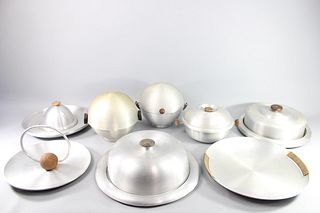 Collection of 8 Mid-Century Modern Russel Wright Spun Aluminum Service Pieces
