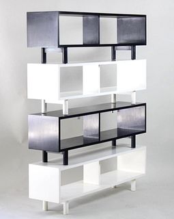Postmodern Black & White Bookcase Shelving Unit, Pop Art