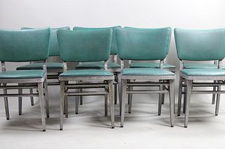 Set of 8 Aluminum Mid Century Modern Folding Chairs by Louis Rastetter