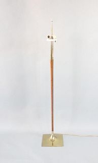 Laurel Wishbone Brass & Wood Mid-Century Modern Floor Lamp, Gerald Thurston