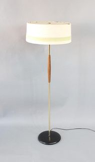 Gerald Thurston Brass & Wood Mid-Century Modern Floor Lamp