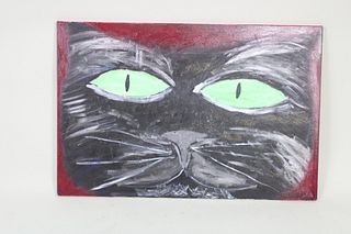 Earl Swanigan Outsider Art Painting Black Cat