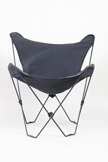 Folding Butterfly Chair with Black Canvas Seat