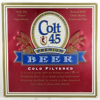 1990 Colt 45 Premium Beer Tin Tacker Metal Sign La Crosse Wisconsin
