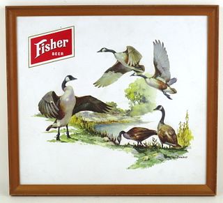 1958 Fisher Beer "Canadian Geese" Sign Salt Lake City Utah
