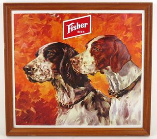 1958 Fisher Beer "Pointer Dogs" Sign Salt Lake City Utah