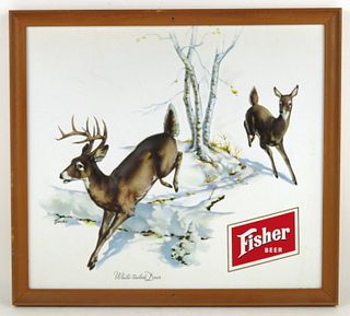1958 Fisher Beer "White-Tailed Deer" Sign Salt Lake City Utah