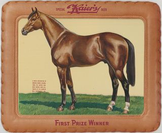 1950 Kaier's Beer Quarter Horse 3D Cardboard Sign Mahanoy City Pennsylvania