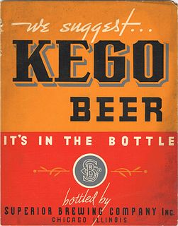 1933 Kego Beer Easel-Back Sign Chicago Illinois