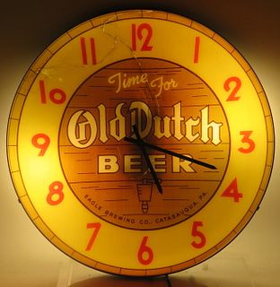 1950 Old Dutch Beer Clock Clock Catasauqua Pennsylvania