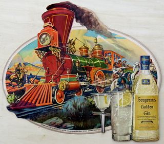 1950 Seagram's Golden Gin "Train Robbery" Locomotive Sign 