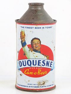 1952 Duquesne Beer 12oz 159-32 High Profile Cone Top Can Pittsburgh Pennsylvania